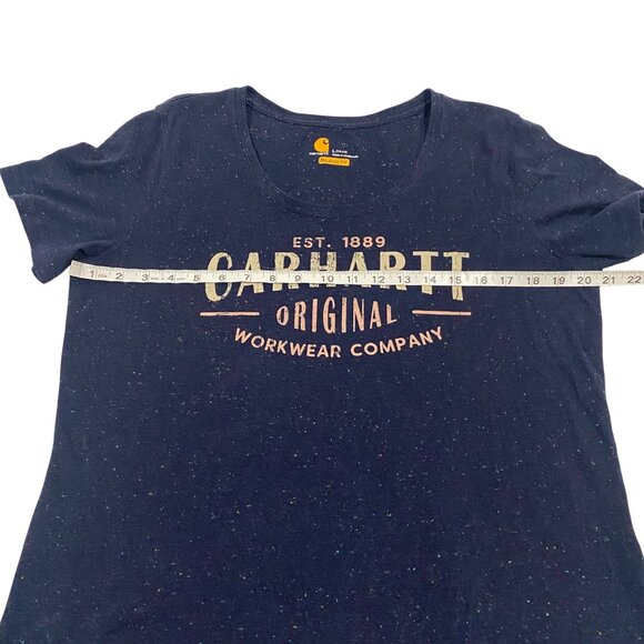 Carhartt Women's Lockhart Script Graphic Infantry‎ Blue Speckled T-Shirt Size L - Picture 6 of 7